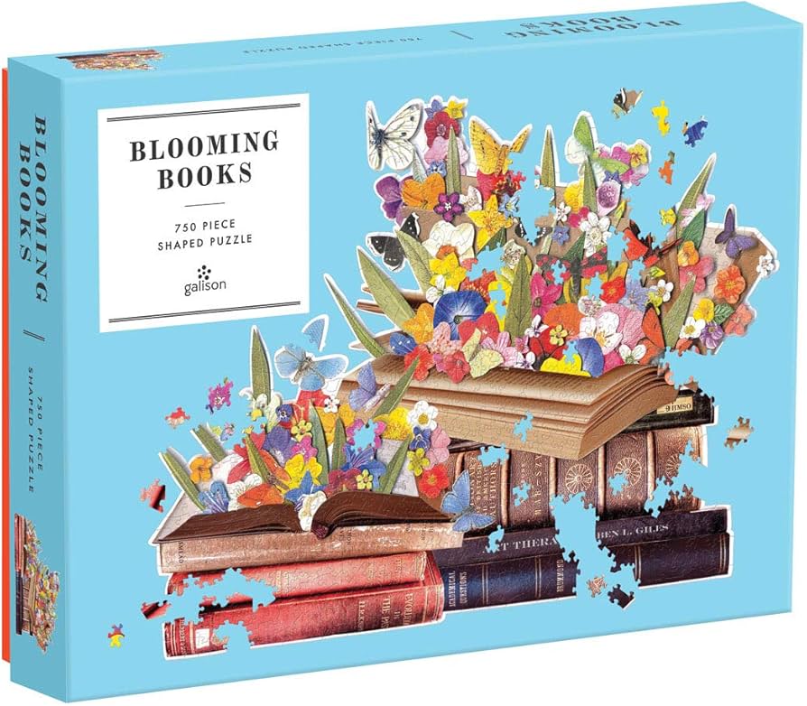 Amazon.com: Galison Blooming Books Shaped Jigsaw Puzzle, 750