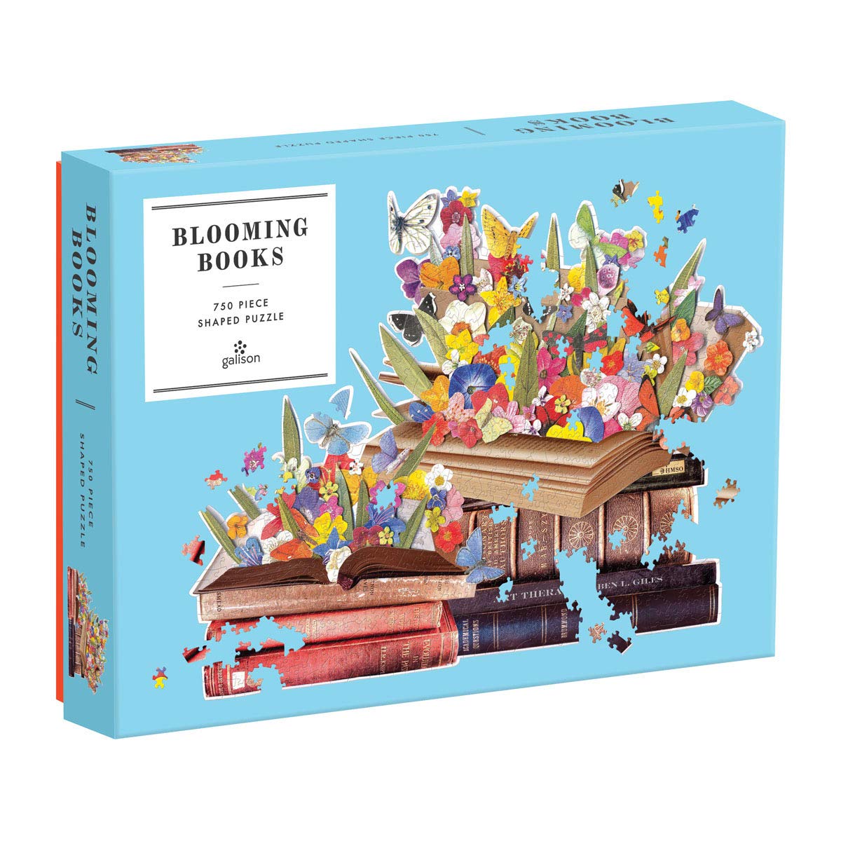 Blooming Books Shaped Jigsaw Puzzle, 750 Pieces, 28.3” x 21'' – Flowers, Butterflies and Books – Die-Cut – Thick, Sturdy Pieces – Challenging and Fun – Fun Indoor Activity