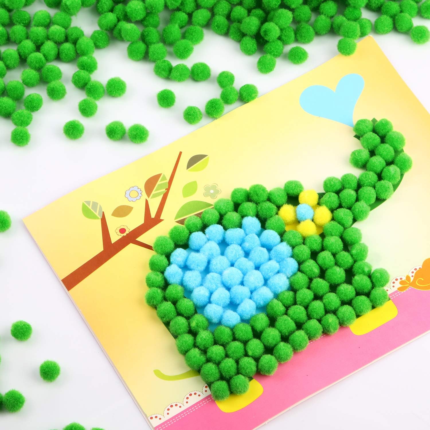 Shappy 2000 Pieces 0.5 Inch Pom Poms Arts and Crafts Pom Poms Balls for Creative Craft DIY and Hobby Supplies (Fruit Green)
