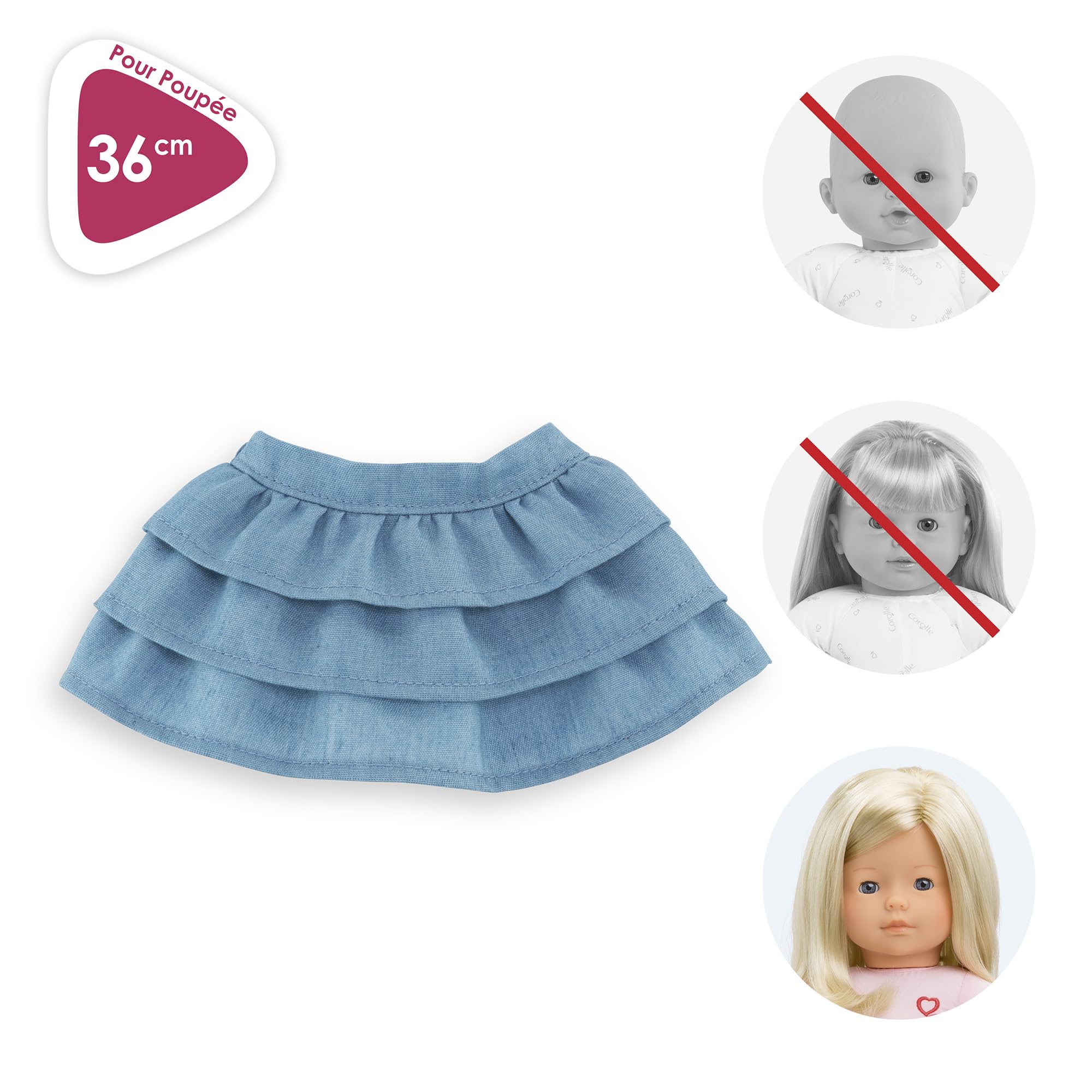 Ma Corolle - Spódnica z falbankami, ubranie, dla lalek, 36cm, od 3 lat, 9000212770
