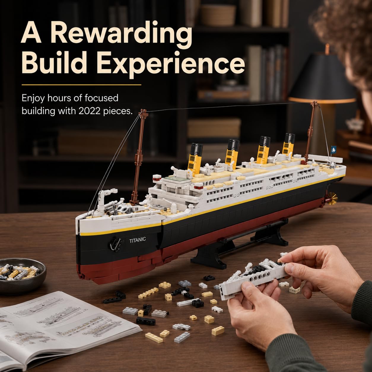 LYSOON - Juguete de construcción Titanic 2 en 1 (2022 piezas), diseño de barco con glaciar, ladrillos de sujeción, regalo para adultos, niños, niños y niñas de 6 a 12 años