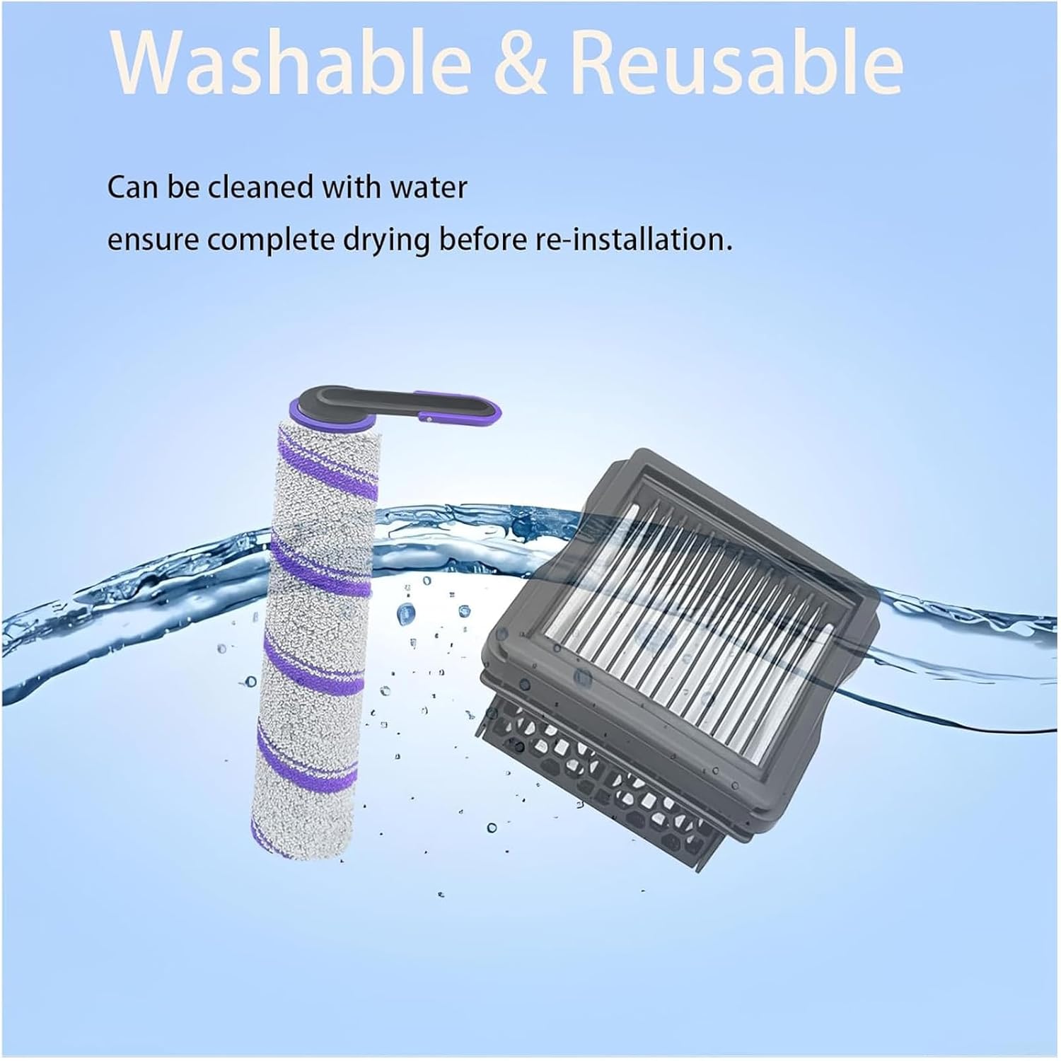 Brush Rollers and Filters Replacement Accessories Kit for Narwal S20 Pro Wet Dry Vacuum Cleaner：4pack Includes Roller Brush Filter Spare Parts Attachments