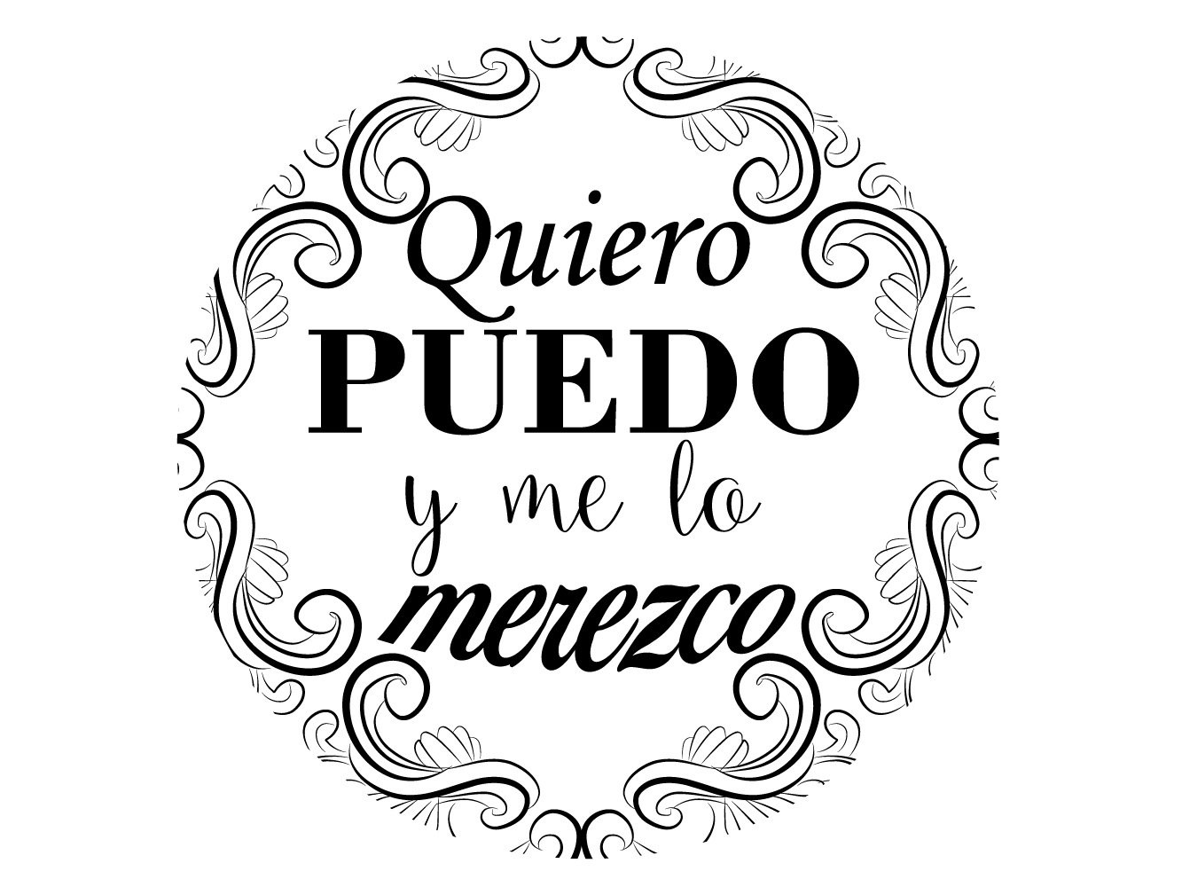 Oedim Vinilo Decorativo Frases Pared Salón Quiero y Puedo | Varias Medidas 155x155cm | Pegatina Adhesiva Decorativa de Diseño Elegante