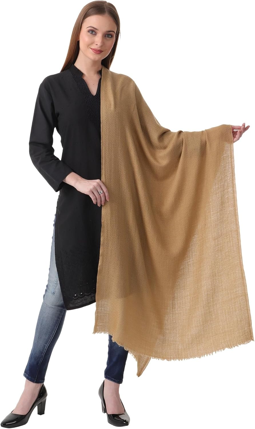 100% PURE CASHMERE 2PLY SCARF/STOLE, HERRINGBONE SUPER SOFT, THICK, LIGHTWEIGHT, PASHMINA - Image 3