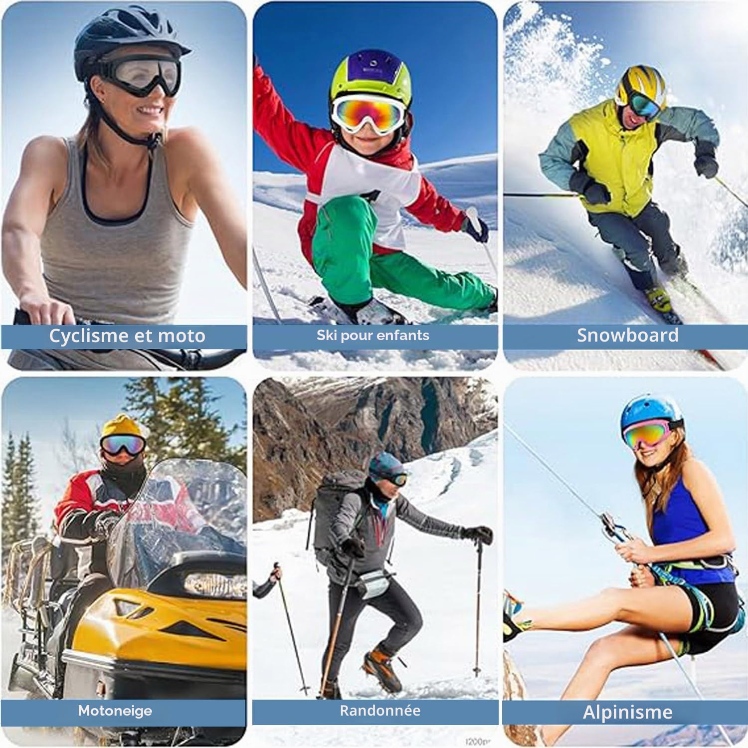 Lunettes de ski, de snowboard, de ski, anti-buée, de protection UV, pour activités de plein air, ski, cyclisme, snowboard, randonnée, protection des yeux, unisexe
