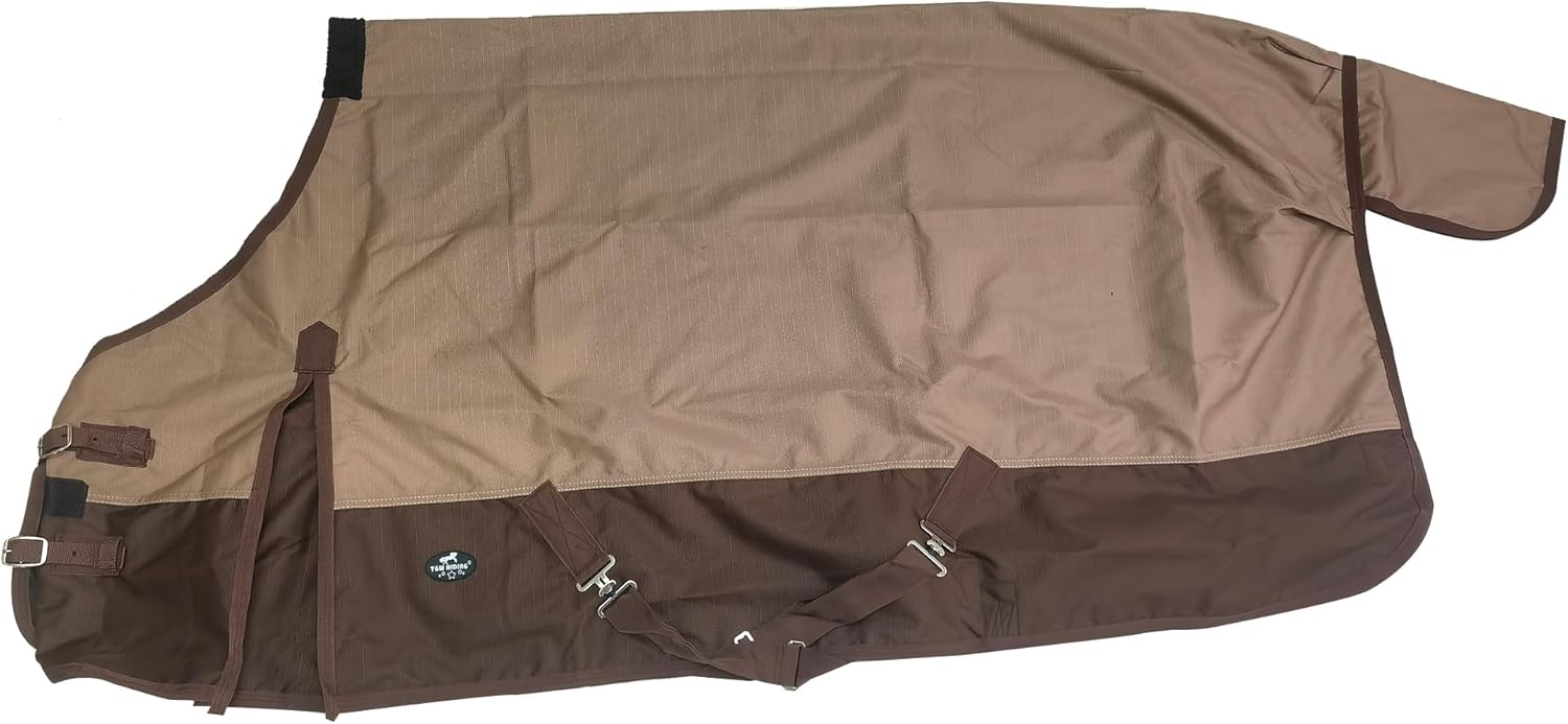 1200Denier Waterproof and Breathable Horse Sheet TGW RIDING Horse Blanket Standard Neck Turnout Sheet (78", Tan/Brown)