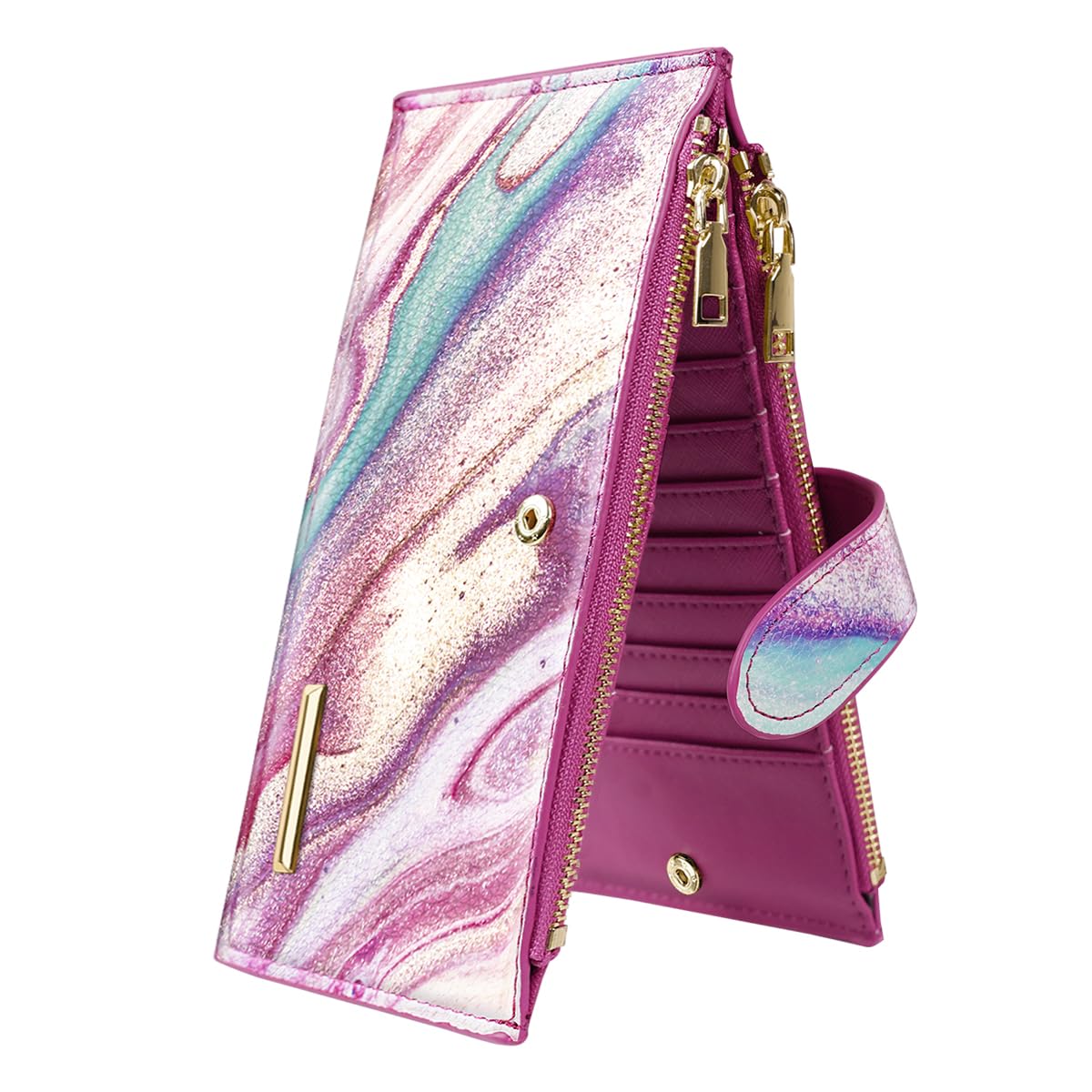 Coco Rossi Womens RFID Blocking Large Capacity Wallet Multi Card Organizer Bifold Wallet for Women with Zipper Pocket