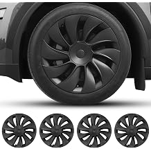 Matte Black 19 Inch Hubcaps for 2026 Tesla Model Y Juniper, Full Coverage Wheel Covers, Snap-On Rim Protectors, Durable ABS Replacement for Tesla 19 Stock Wheels, Anti-Scratch & Secure Fit
