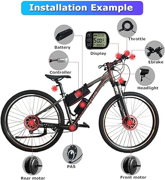 48V 500W/1000W/1500W Electric Bicycle Conversion Kit Conversion Kit with Front Wheel Electric Bicycle Motor with PAS System eBike Conversion Kit with KT-LCD5 Display 48V1000W-700c