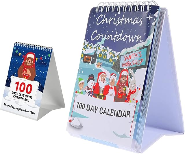 EVNOI 2022 Christmas Countdown Calendar, 100 Day Christmas Countdown Calendar, Desktop Advent Calendar for Home Office Room Decor, Christmas Count Down Gift for Kids, multicolor