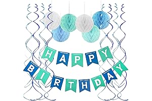 Fecedy Blue Happy Birthday Banner & Party Decorations Kit