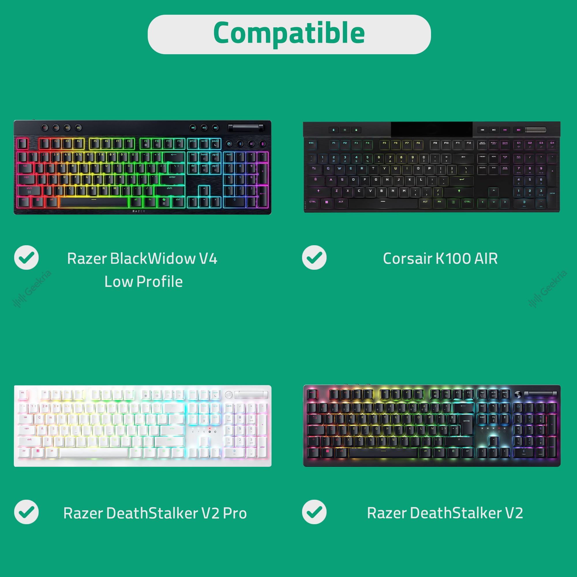 GEEKRIA Tastaturhülle, kompatibel mit Razer BlackWidow V4 Low Profile/DeathStalker V2, Corsair K100 Air, Hartschalen-Reisetasche (Dunkelgrau)