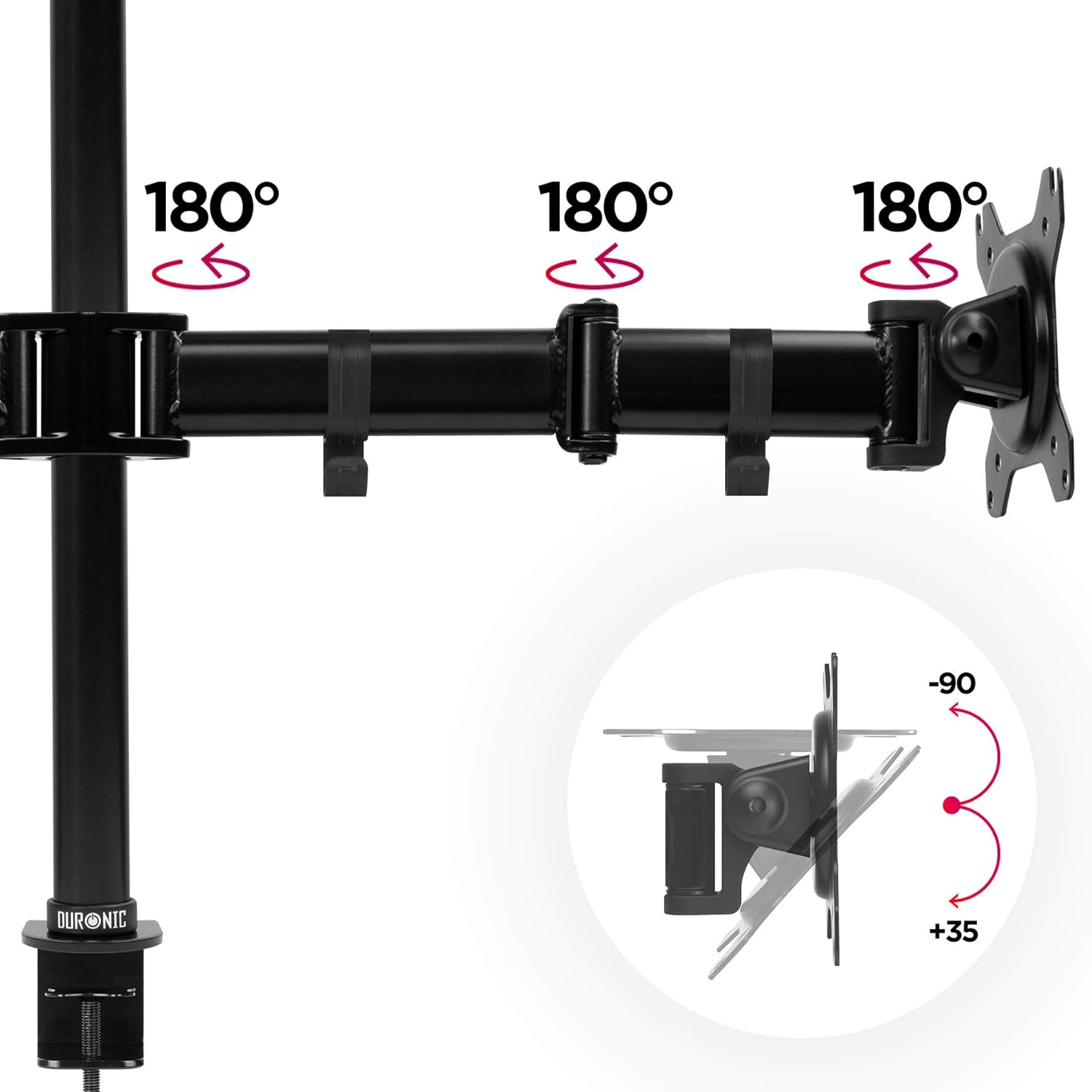 Exclusive Discount 50% Price Duronic Dual Monitor Arm Stand DM252 BK | Double Desk Mount | Steel | Height Adjustable | for Two 13-27 Inch LED LCD Screens | VESA 75/100 | 8kg Per Screen | Tilt -90°/+35°, Swivel 180°, Rotate 360°
