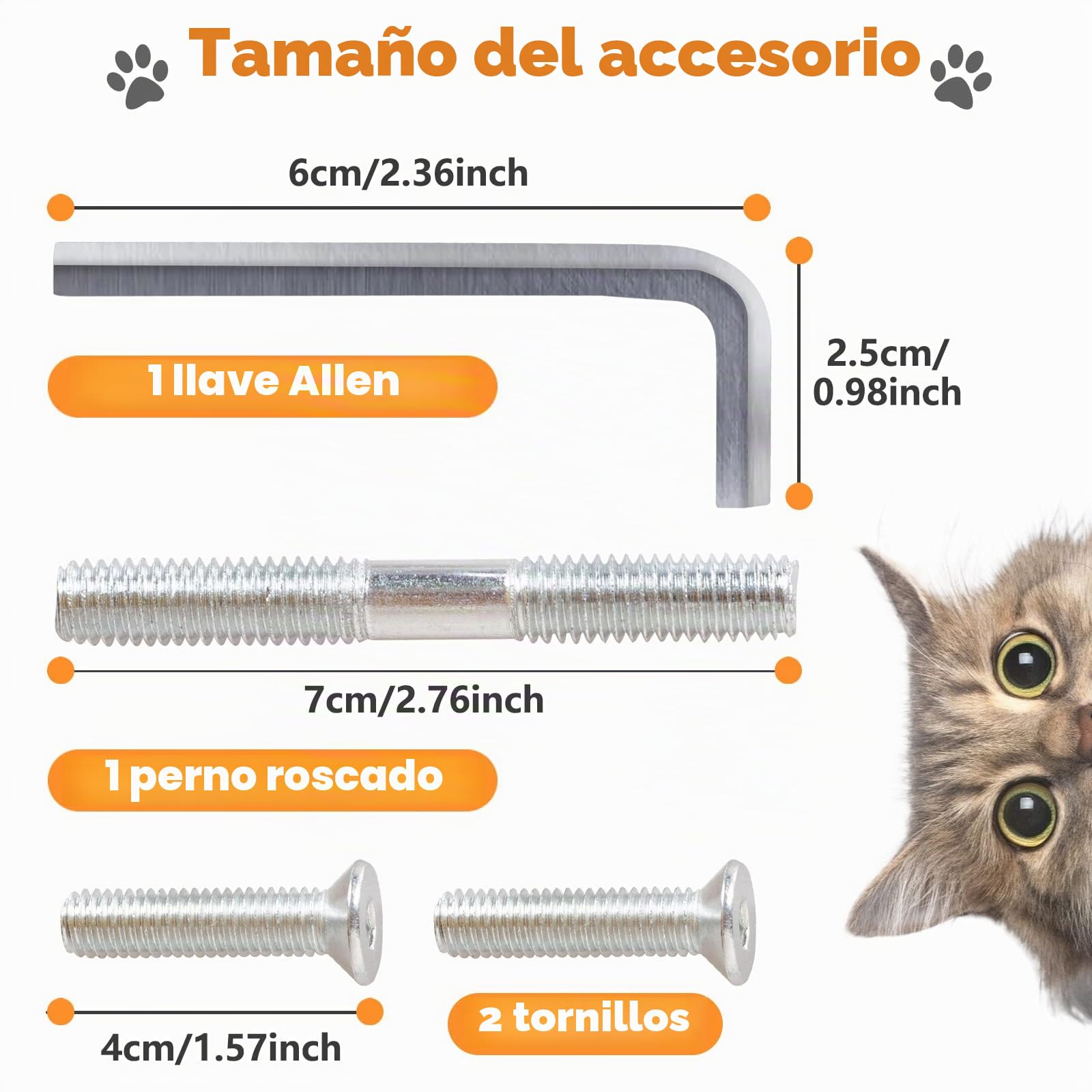 Paquete de 4 postes rascadores de repuesto para gatos de 15.7 pulgadas, postes rascadores de cuerda de sisal natural con tornillos M8 para piezas de renovación de torre de gatos de interior