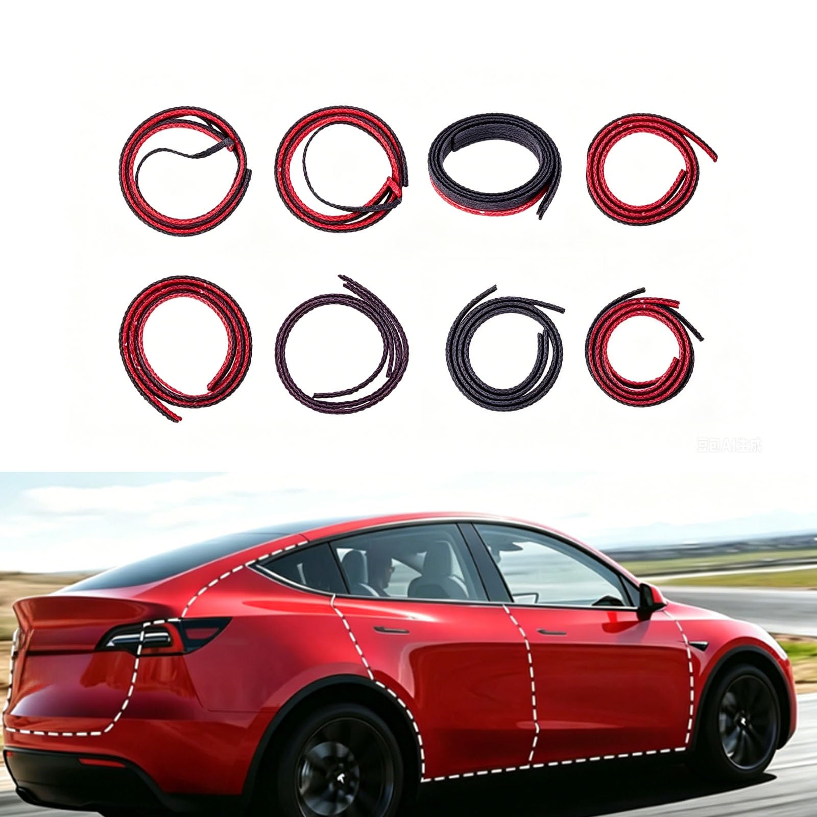 Car Door Edge Weather Stripping Seal Kit for 3008 E3008 P64 2024 2025, Automotive Weatherstrip Soundproof Wind Noise Draft Excluder,All-8pcs