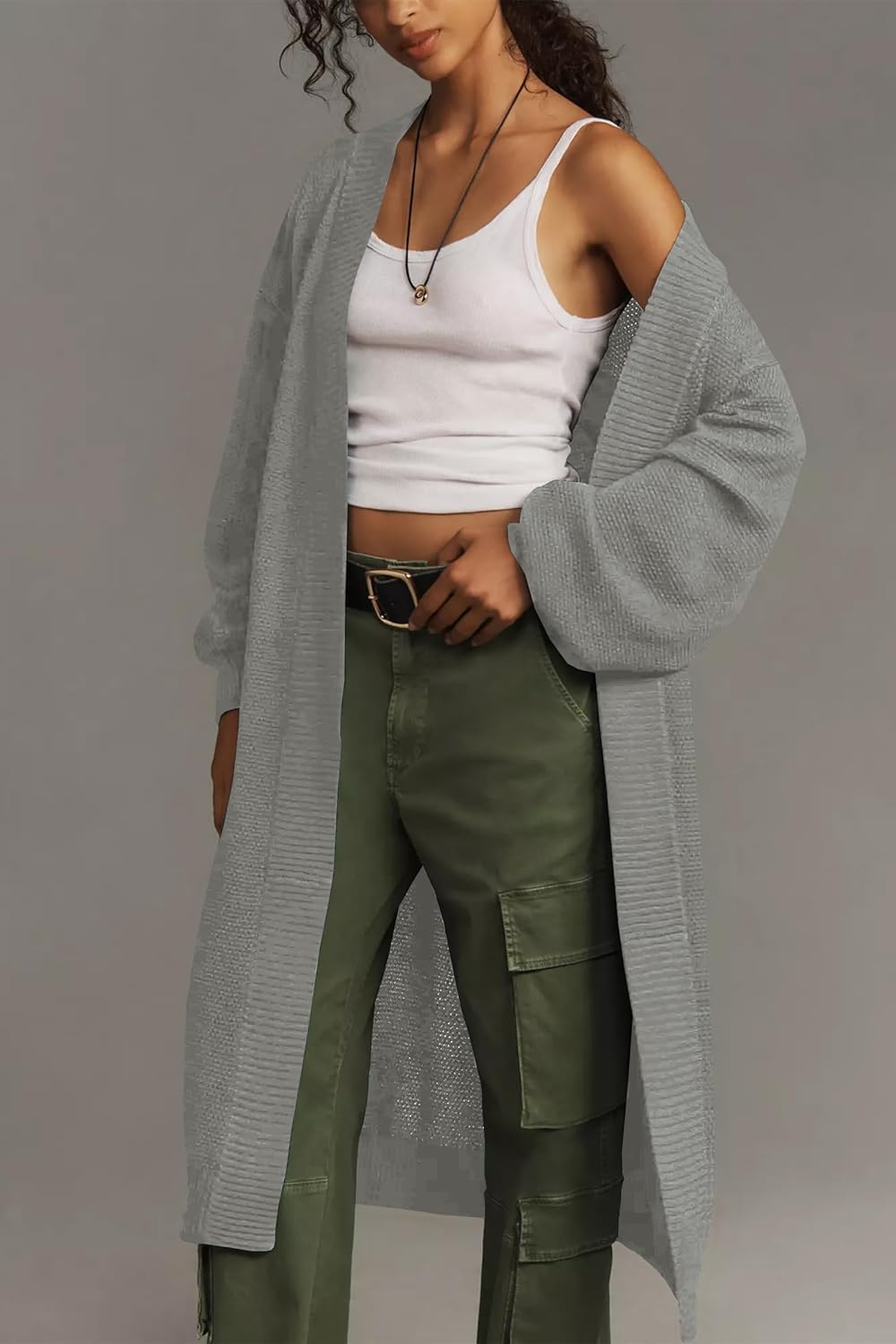 Cakulo Long Cardigan Sweaters for Women Fall Fashion 2025 Oversized Open Front Knit Pockets Cardigans Sweater Coat - Image 5