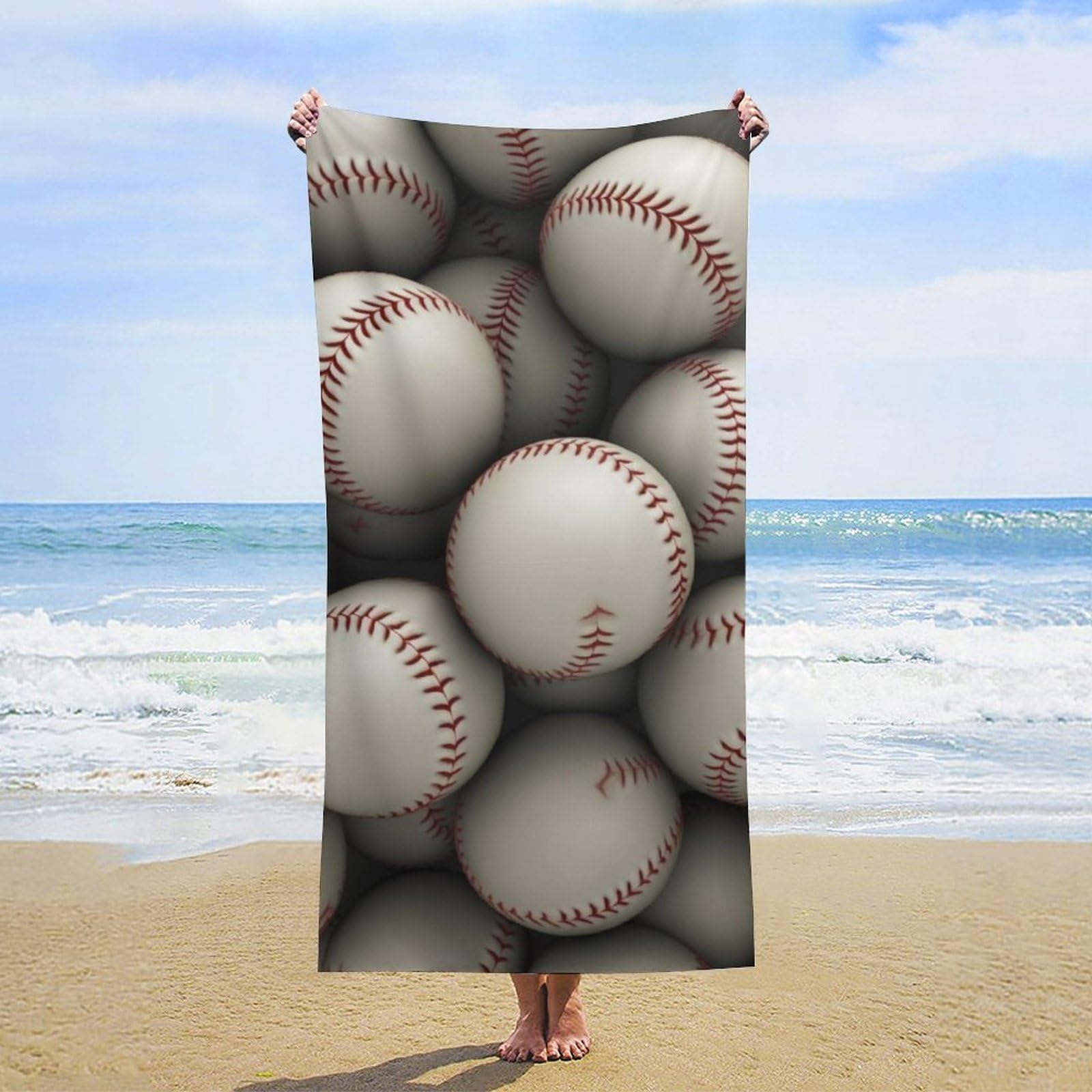 NTVOWPZO Baseball Beach Towel Oversized Microfiber Bath Towels Lightweight Sand Proof Beach Towels Absorbent Pool Towels for Swimming Yoga Bathroom Towel 31.5" X 63"