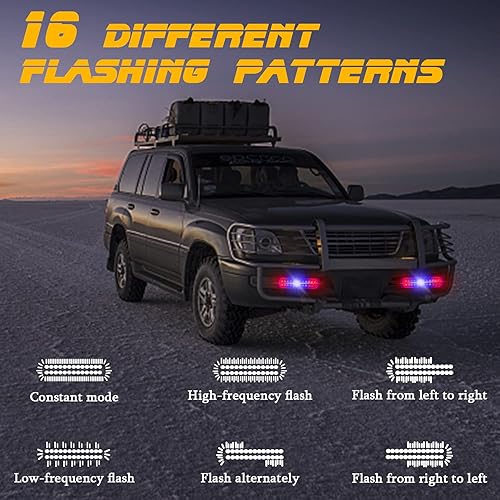 Miniatura 4 de DIBMS Luz LED estroboscópica intermitente de emergencia, 2 x montaje en superficie, luz LED roja y azul, luz de advertencia de peligro intermitente,