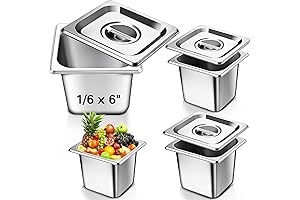 Baderke 4 Pack 1/6 Size Stainless Steel Hotel Pans