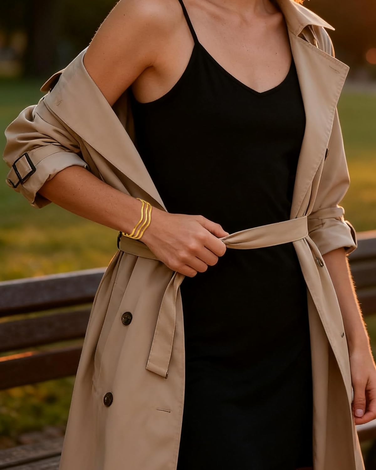 18K Gold Plated Wide Cuff Bracelet for Women with Hammered Finish, Chunky Multi-Layer Cross Wire Open Bangle Adjustable Thick Gold Plated Jewelry Wide Vintage Costume Bangle Bracelets for Women for Daughter Granddaughter Mom Sister Mothers Day Valentine Gift and Christmas - Image 6