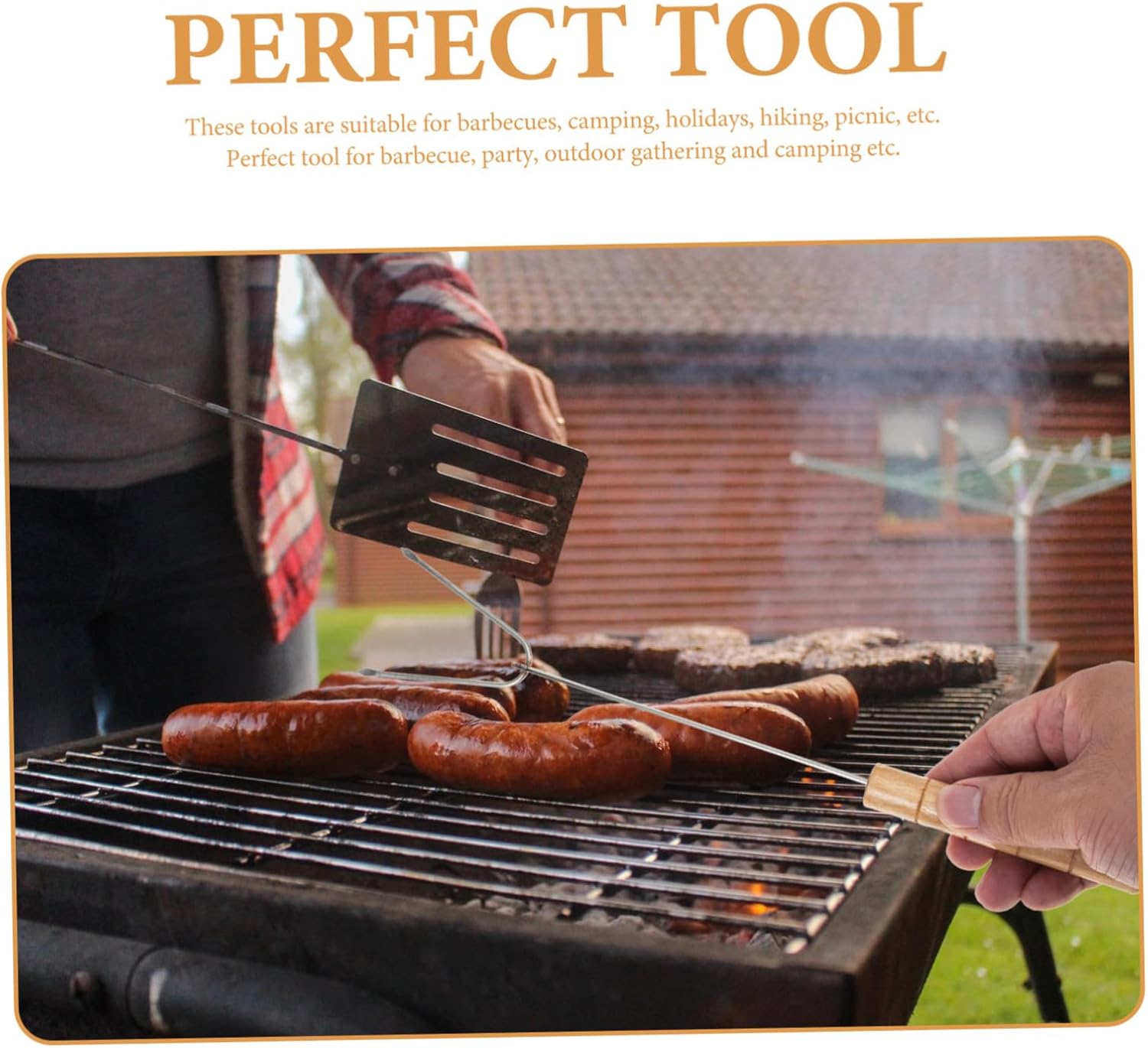 Generic Outdoor Barbecue Tools Grill Tool Kit for Camping Picnic BBQ Parties High-Grade Sturdy Barbecue Accessory with Tin Foil for Use