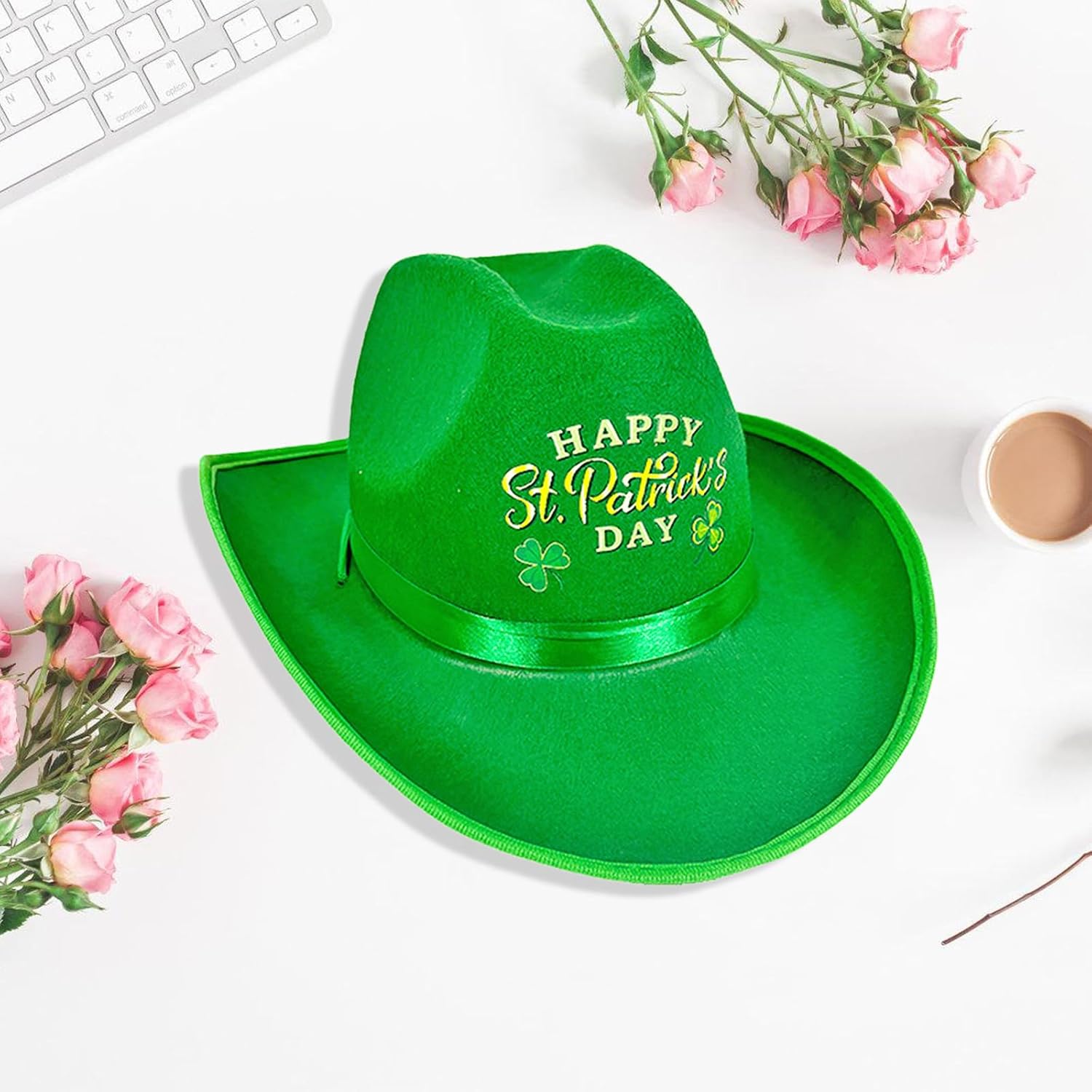 Clovers Embellished Denims Hat Stylish Outdoor Hat Unique Festival Unisex Hat for Outdoor Enthusiasts