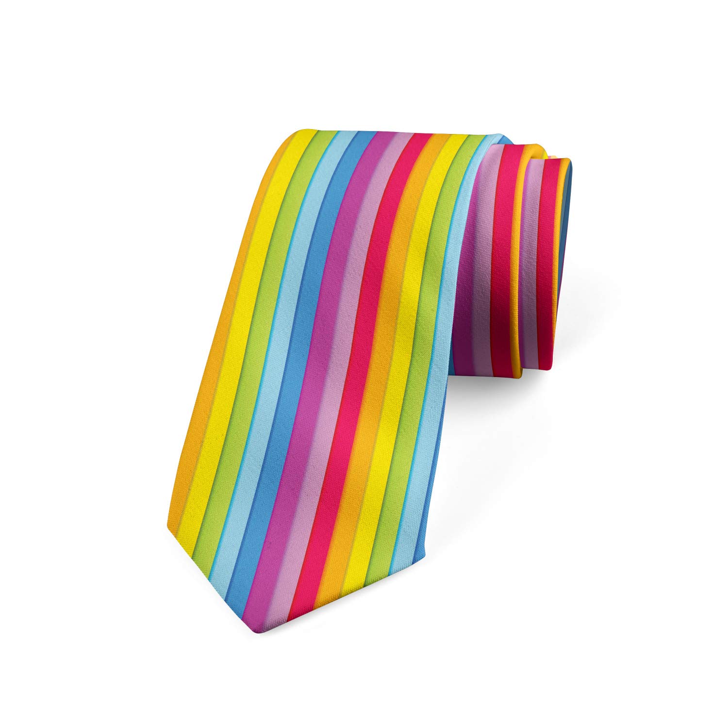 Wpamlrta Men's As Pic Tie Vertical Rainbow Stripes Necktie 3.7" Multicolor
