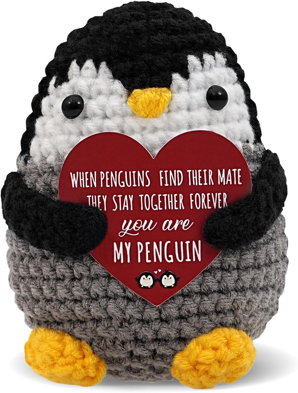 Fathers Day Small Gifts for Husband Him Boyfriend, Handmade Crochet Penguin Anniversary Birthday Gifts for Men Her Women, To My Love Romantic Gift for Husband Boyfriend Pocket Hug Cute Desk Decor