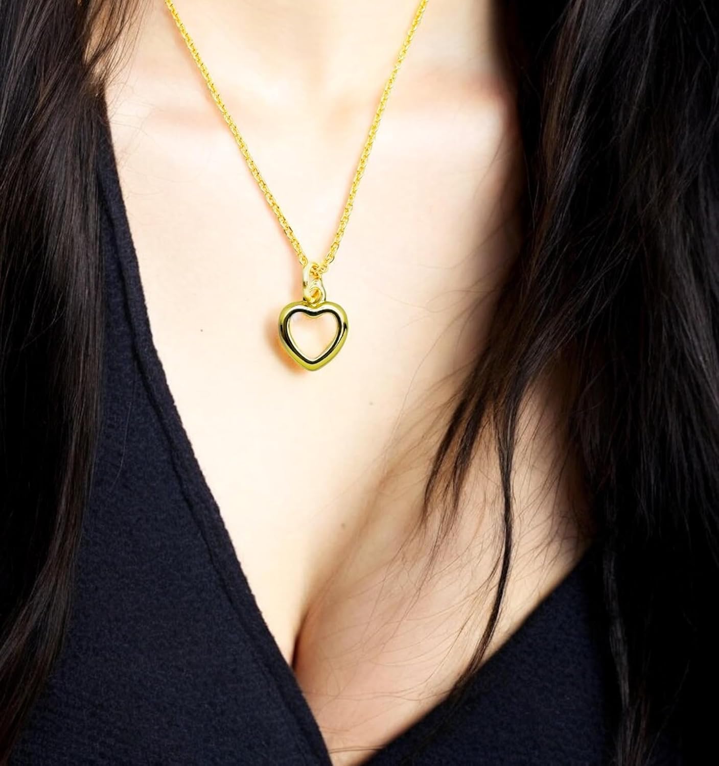 DUGO Heart Necklace 18K Gold Filled Dainty Gold Necklaces Gifts Women Tiny Heart Pendant Necklaces - Image 3