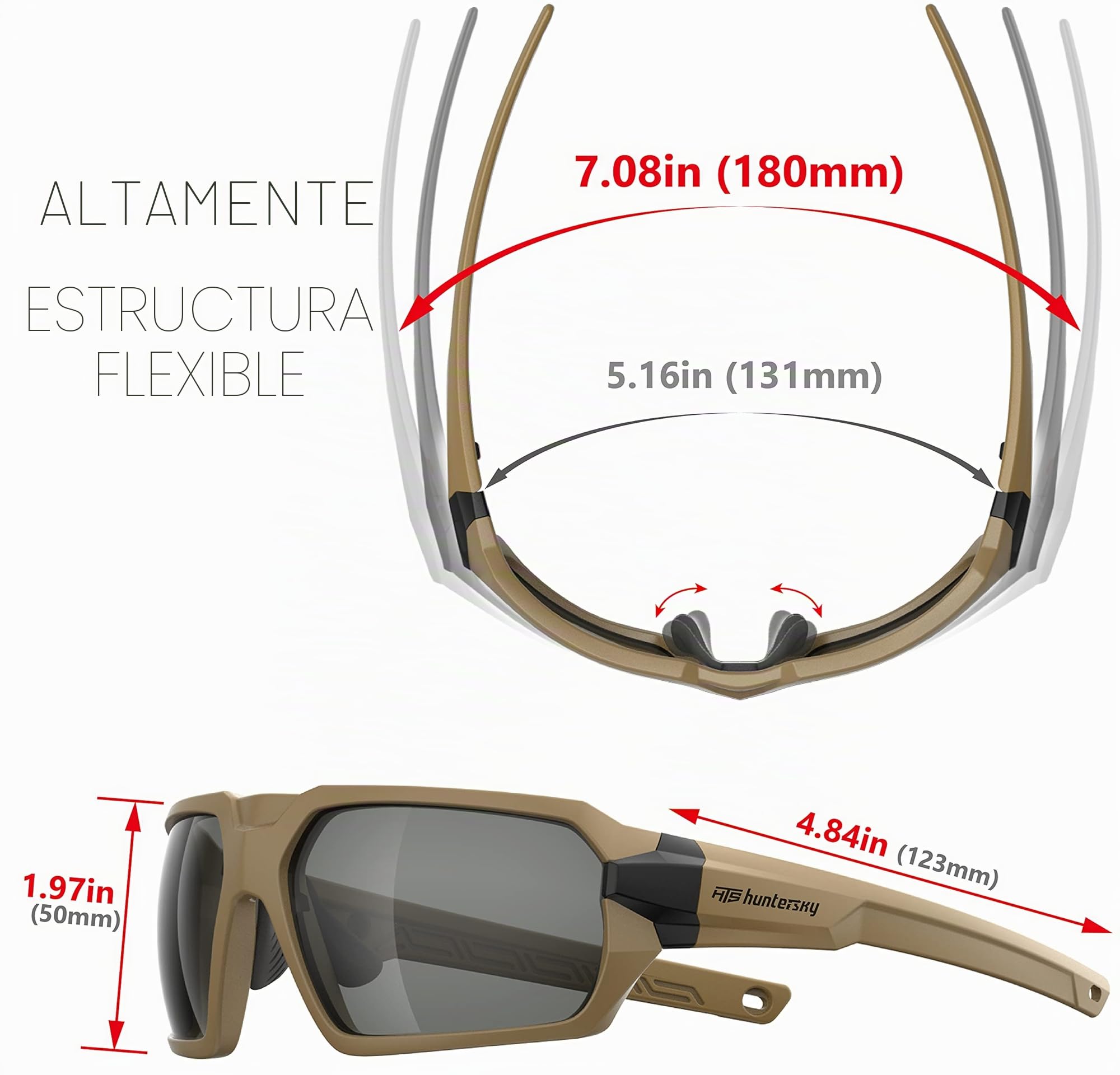 HTS HUNTERSKY Q37 Gafas de sol tácticas de caza polarizadas antivaho, de grado militar, protección contra impactos balísticos, para golf, motocicleta, equitación, correr, conducción, área de pistola