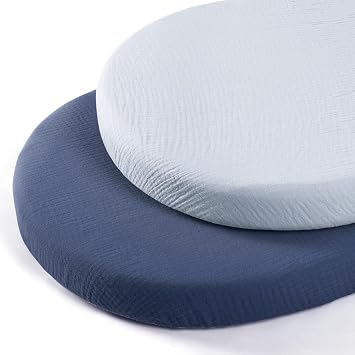 lulumoon Baby Muslin Bassinet Sheets Cotton Bassinet Sheets Neutral for Boys and Girls - Fitted for Oval Rectangle or Hourglass