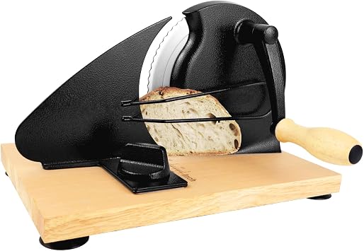 Upgrade Bread Slicer for Homemade Sourdough Bread, Black, Manual Adjustable Width, Stainless Steel Blade Metal Guide Rail,Create Perfect Slicefor Sourdough Bread Sandwich,