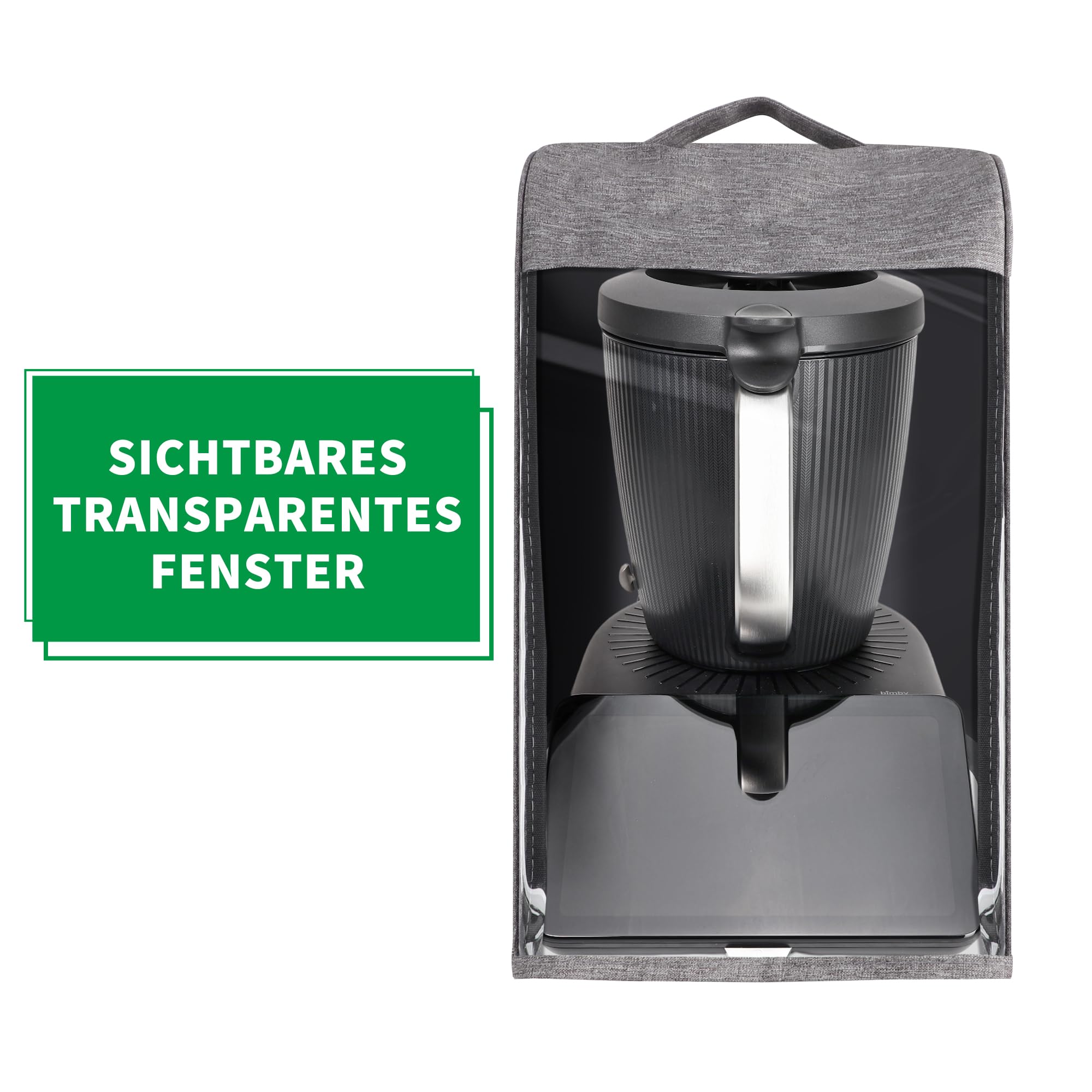 Abdeckhaube für Thermomix TM7 – Transparente TPU Front + Oxford Stoff, Bodenlos & Varoma-kompatibel - Küchenmaschine Staubschutz Abdeckhaube, Staubschutzabdeckung, Schutzhülle