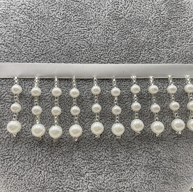 10 Yards Beaded Fringe Trim Ribbon Hanging Beads for Sewing CurtainsLampshades Decor
