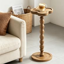 Small Four-leaf Clover Side Table for Small Spaces, Rubberwood Drink Table
