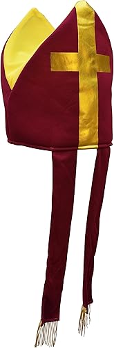 Sombrero de obispo para adultos, sombrero de cardenal católico, sacerdote del Papa, accesorio para disfraz de Halloween de San Mitre