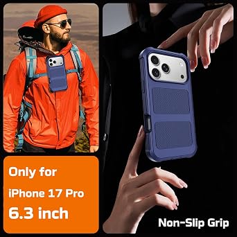 for iPhone 18 Pro Case/17 Pro Case with Belt Clip Holster, Anti-Drop,Blue