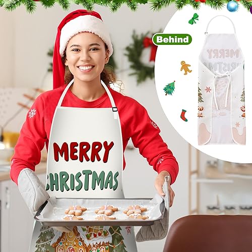 Miniatura 7 de JenPen 9 delantales de Navidad a granel de cocina de vacaciones con correa ajustable para el cuello para adultos Navidad fiesta de invierno