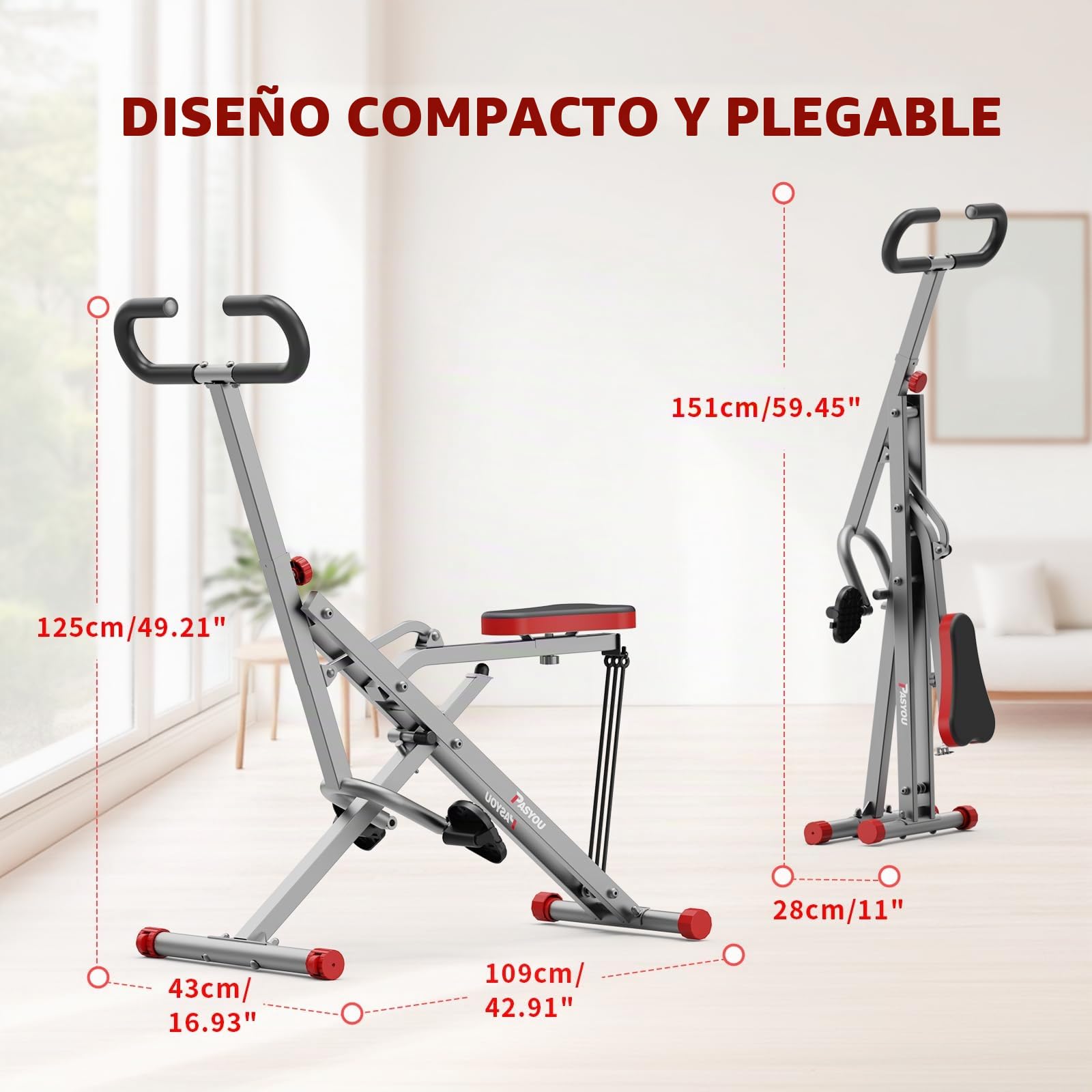 PASYOU Upright Row-N-Ride, Versatile Full-Body Workout Squat Assist Trainer, petorales, glúteos, Abdominales, piernas y Brazos Trainer Machine, máquina de Sentadillas Plegable, Carga Máxima122 KG