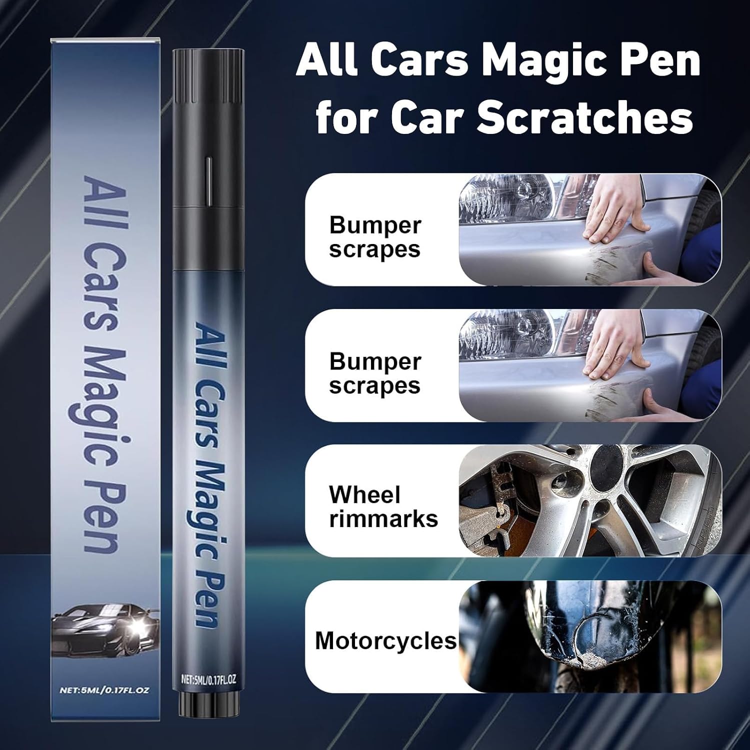2PCS Magic Car Scratch Remover Pen, All Cars Magic Pen, Car Scratch Remover, Car Paint Repair Pen, Portable Auto Scratch Remover, Quick Fix, Fits All Vehicle Colors, Travel-Friendly