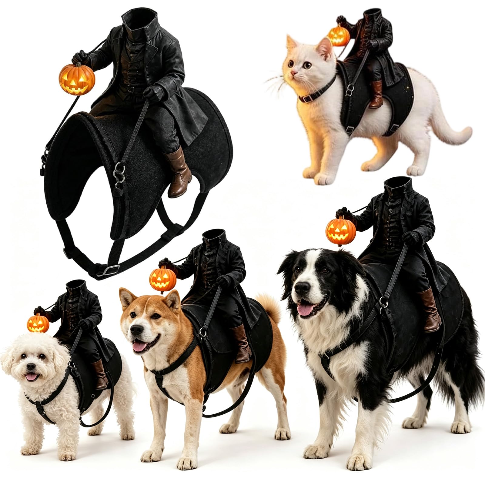 Light-Up Headless Horseman Pet Costume, Halloween Dog Costume，L