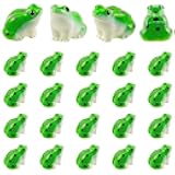 Exasinine 20 Pcs Mini Resin Frogs Cute Green Frog Miniature Figurines Animals Model Fairy Garden Miniature Moss Landscape DIY Terrarium Crafts Ornament Accessories for Home Décor