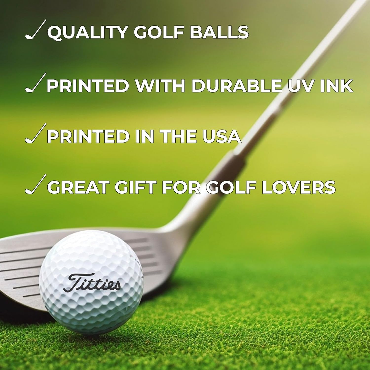 TeesAndTankYou Titties Logo Golf Ball - Novelty Gift for Men Golfers and Dad