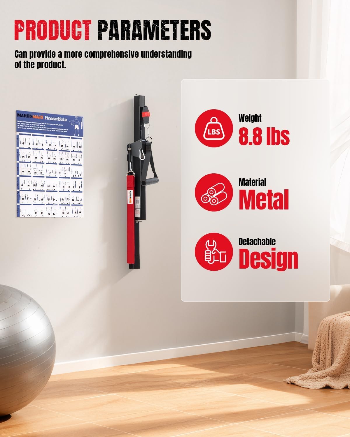 Cable Machine Home Gym, Wall-Mount Exercise & Workout Equipment with Adjustable Resistance, Compact Fitness Equipment, Multi-Functional Trainer for Full Body Strength, Toning, Rehab Training at Home