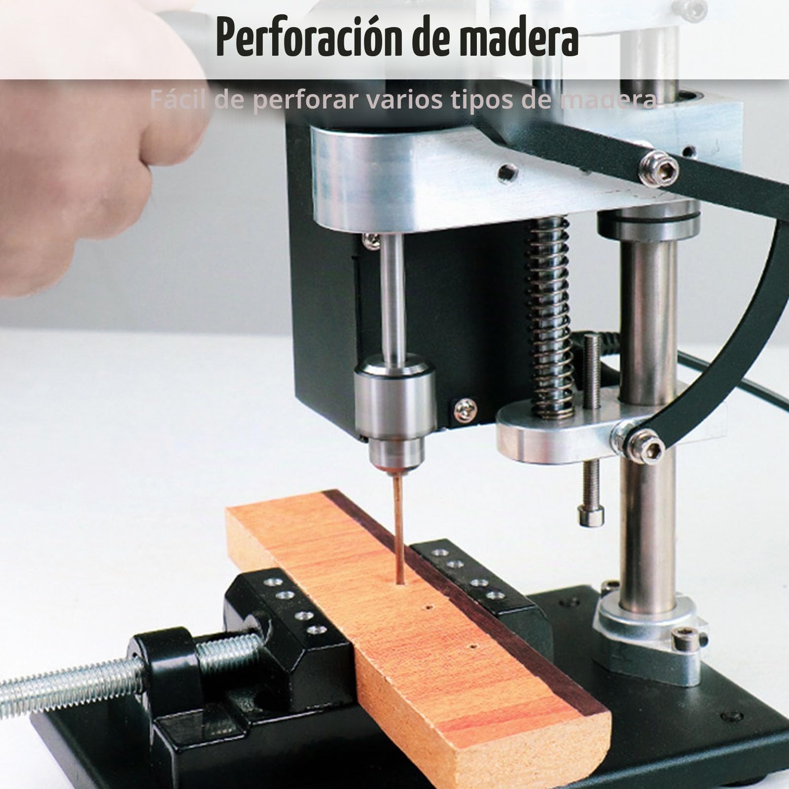 Taladro Columna, 250W Mini Taladro De Banco Taladro De Pie Portabrocas De Velocidad Ajustable De 7 Velocidades Con Un Alcance De 0,3-4 Mm Ajuste De Altura De 50 Mm Para Metal Madera Acrílico Aluminio