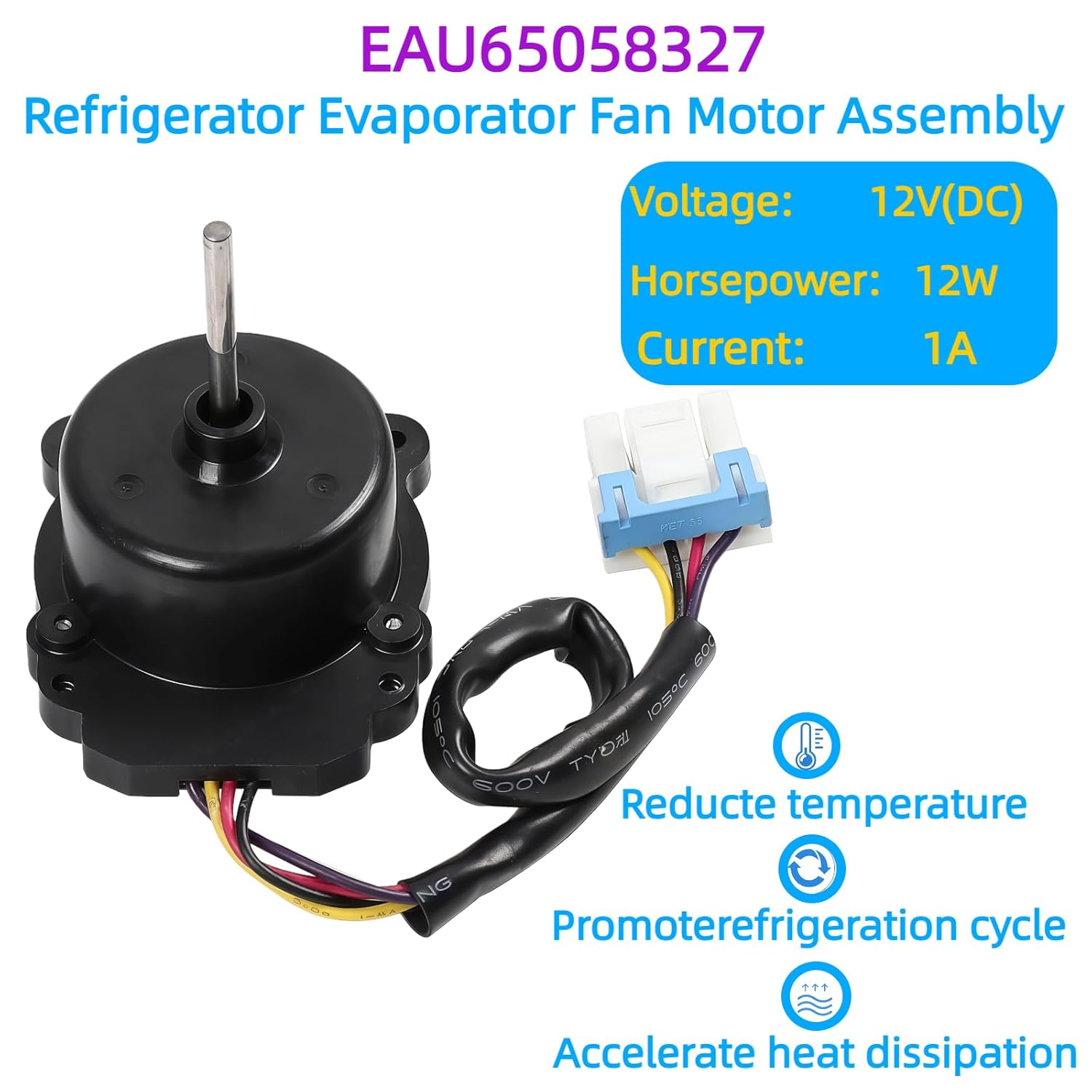 EAU65058327 EAU65058326 Refrigerator Evaporator Fan Motor Assembly,for LG Refrigerator Condenser DC Fan Motor Replacement,Compatible with LG Refrigerator Models LGE LFXS28596S/01 LGE LFCC22426S/04