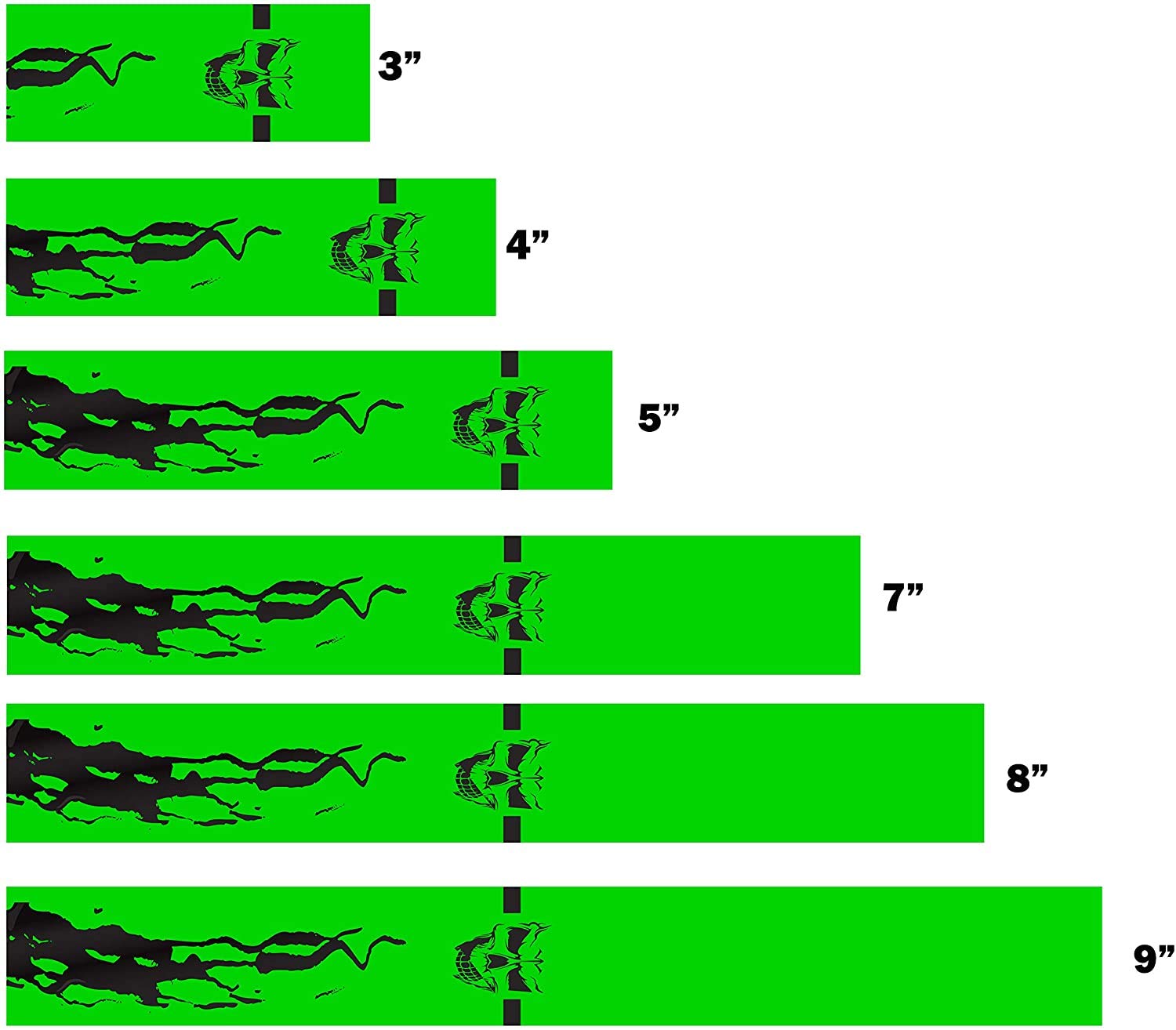 White Water Archery Green Fluorescent Neon Blood Trail Skull Arrow Wraps 15pc Pack Choose Length Width (6, 1.4)