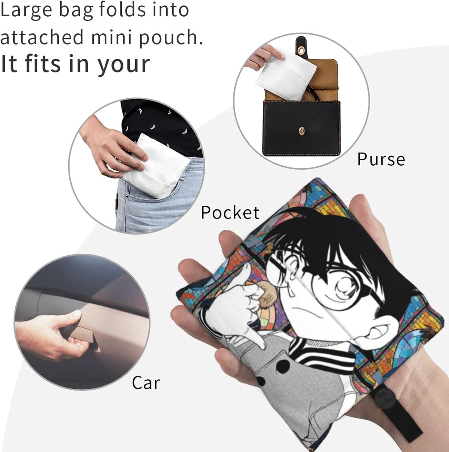 [Tioebnd] コナン 軽量片肩掛けコンビニエンスバッグ 大容量 折りたたみ ショルダーバッグ メンズ レディース 通勤通学