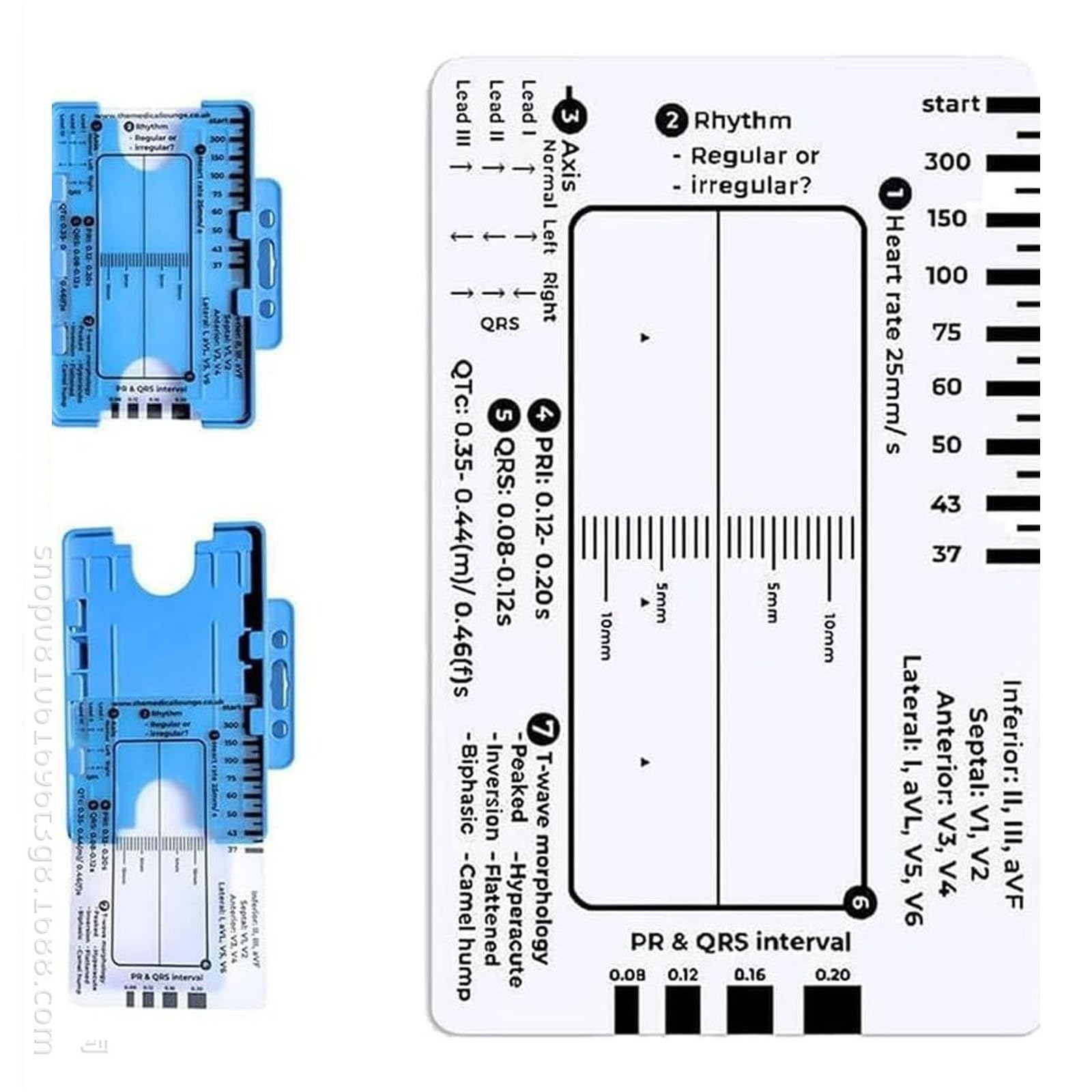 Professional Pocket Card 7 Step Ruler For Easy Electrocardiogram Assessment Reference Guide Efficient Heart Data Reading
