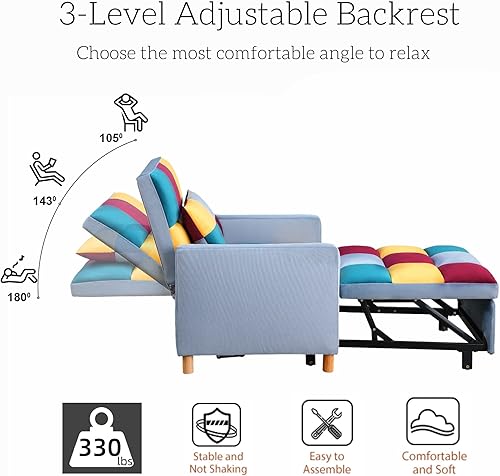 Miniatura 6 de Silla de cama multifuncional convertible de terciopelo ajustable individual extraíble con lumbar para estudio, apartamento, dormitorio, oficina,